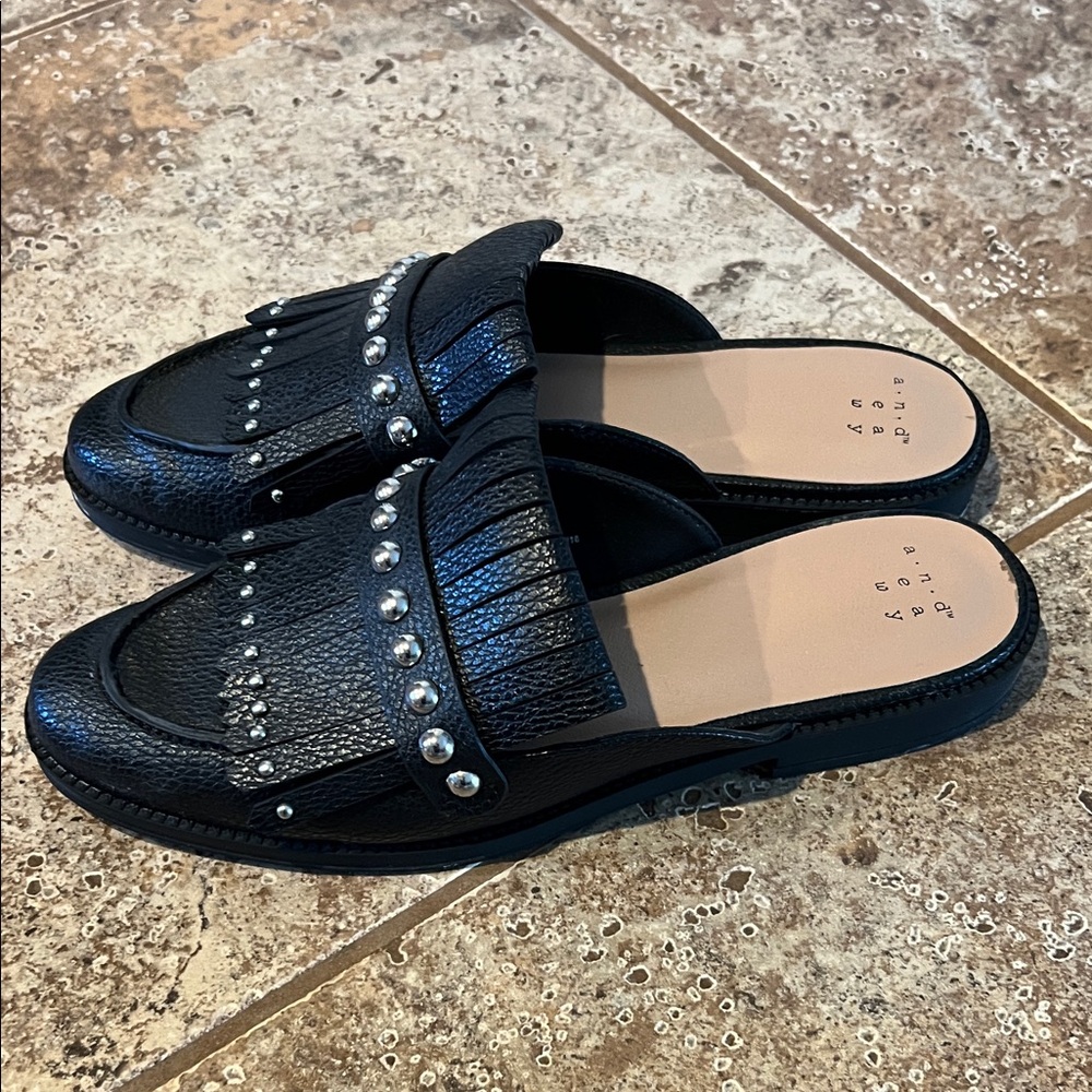 a new day Black Fringe Loafers with Silver Studs - Picture 2 of 5